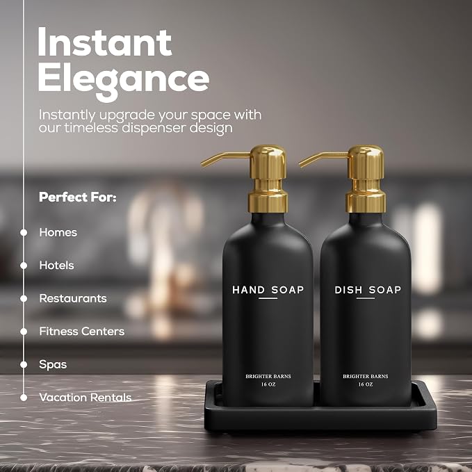 Luxury Glass Hand and Dish Soap Dispenser Set by Brighter Barns - Image 2