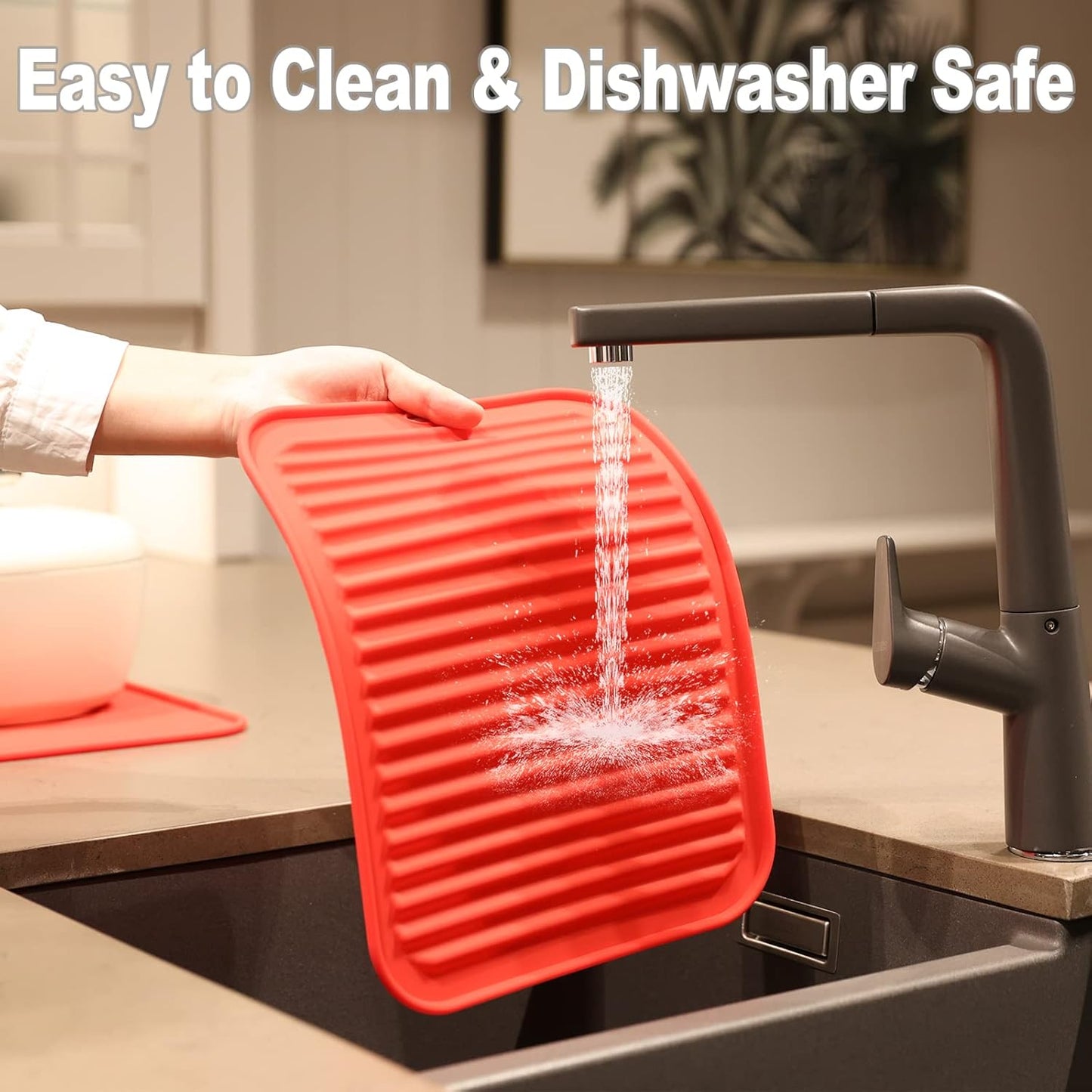 Joyhalo Silicone Trivets - Hot Pads for Kitchen, Protect Table & Quartz Countertops, Heat Resistance to 480F, Set of 2, Red