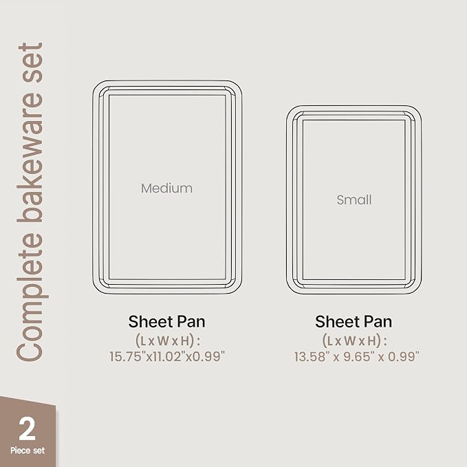 Diamond Bottom Cookie Sheet Set of 2, Nonstick Gray Marble Carbon Steel Baking - Image 2