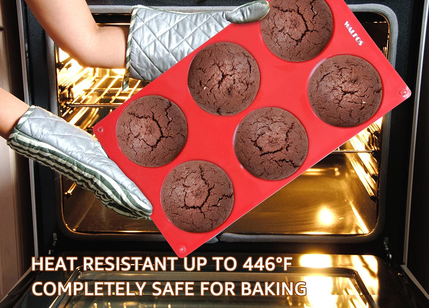 Walfos Silicone Whoopie Pie Baking Pans, 2 Pcs Non-Stick Muffin Top Pan. Food Grade and BPA Free Silicone, Great for Muffin, Eggs, Tarts and More, Dishwasher Safe