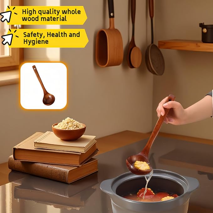 10" Premium Wooden Spoon for Cooking, Natural Teak - Image 2
