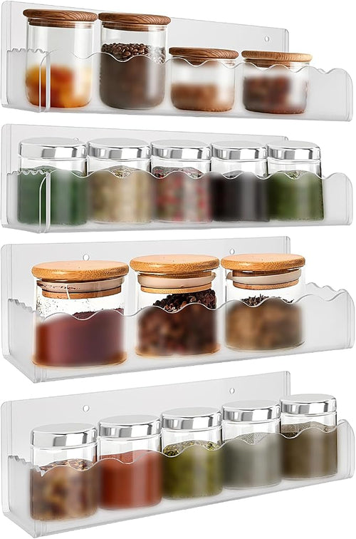10 inch Spice Rack Wall Mounted, 4 Pack Spice Organizer Shelf by Douildhaiy