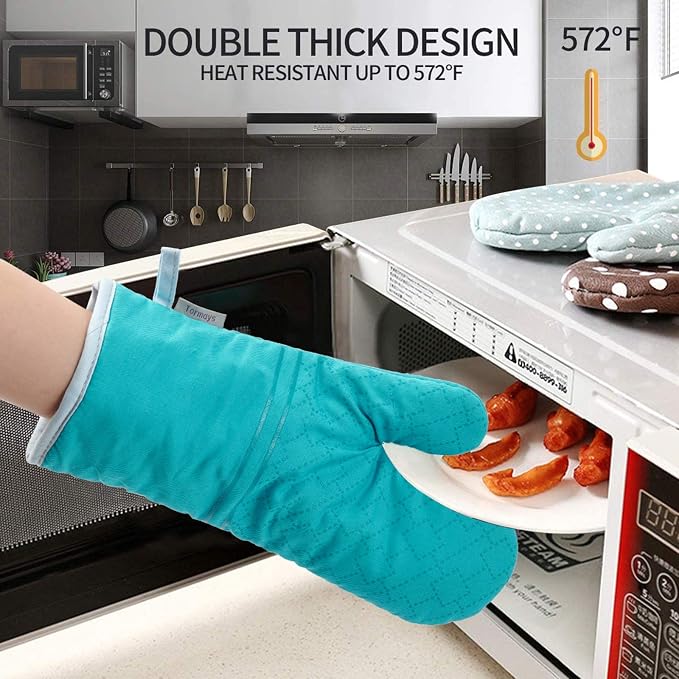 4Pcs Oven Mitts and Pot Holders Set, 572F Heat Resistant Oven Glove, Soft - Image 3