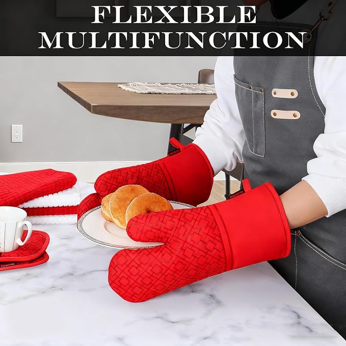 Oven Mitts and Pot Holders Sets 6pcs, Kitchen Oven Glove, High Heat Resistant - Image 5