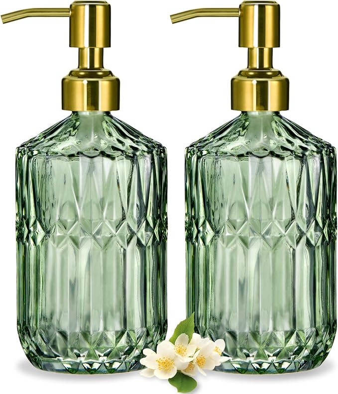 COHOSEGE 17 Oz Green Glass Kitchen Soap Dispenser by COHOSEGE