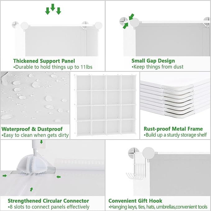 C&AHOME Cube Storage Organizer, 16-Cube Shelves Units, Plastic Storage Cubes - Image 7