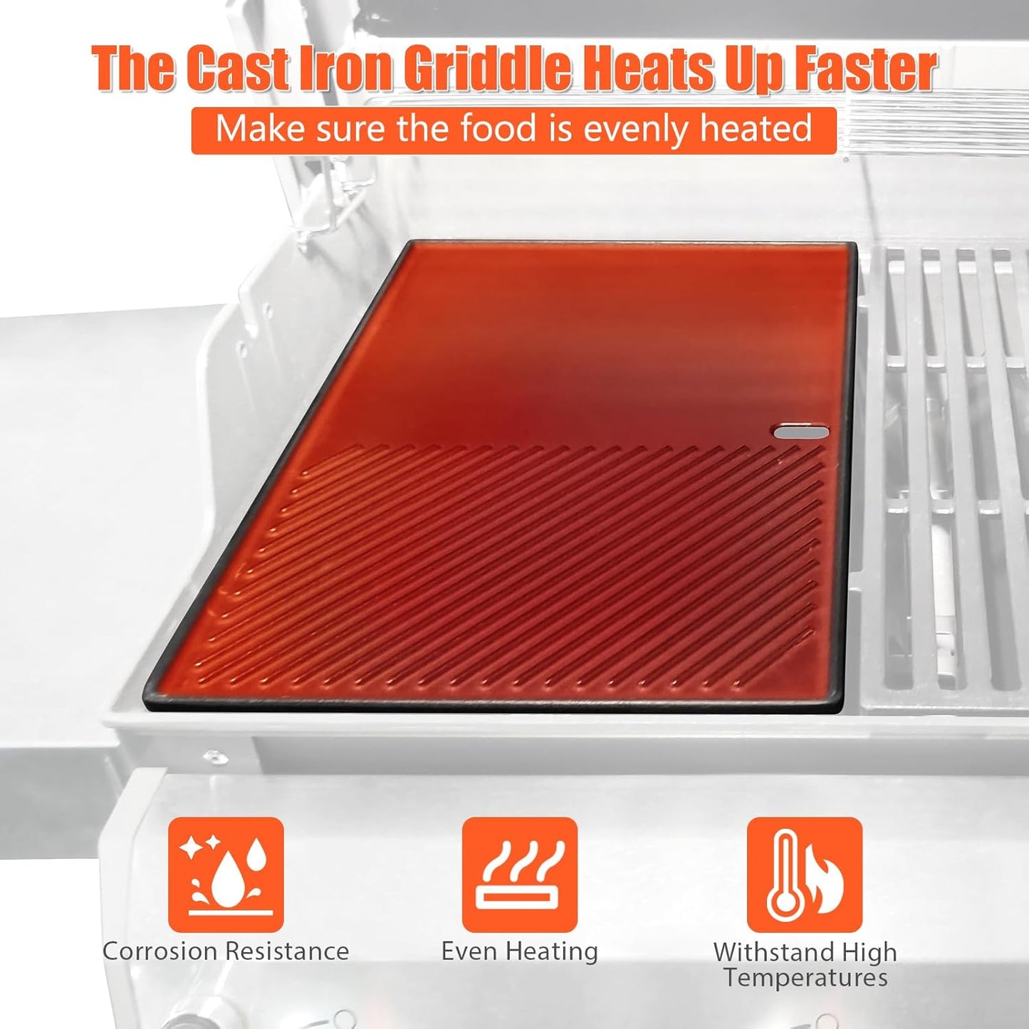 Grill Griddle and Grates for Weber Spirit 300, E-310, GS4 Spirit II 300 Series Grills, Genesis Silver/Gold B & C, Genesis 1000-3500, Reversible Cast Iron 7598 Griddle Plate, 7638 Grill Grate