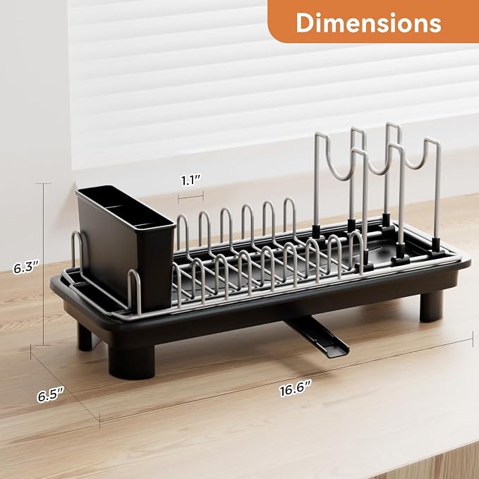 Laveshop Small Dish Drying Rack, Compact Dish Drainer - Image 5