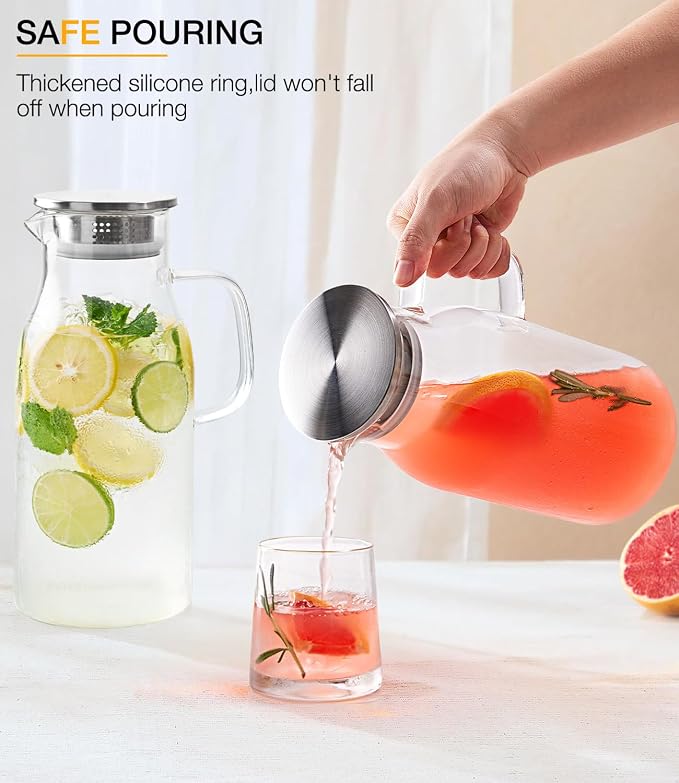 LUNA&MANTHA 2 Pack 2 Liter 68 oz Glass Pitcher - Image 2