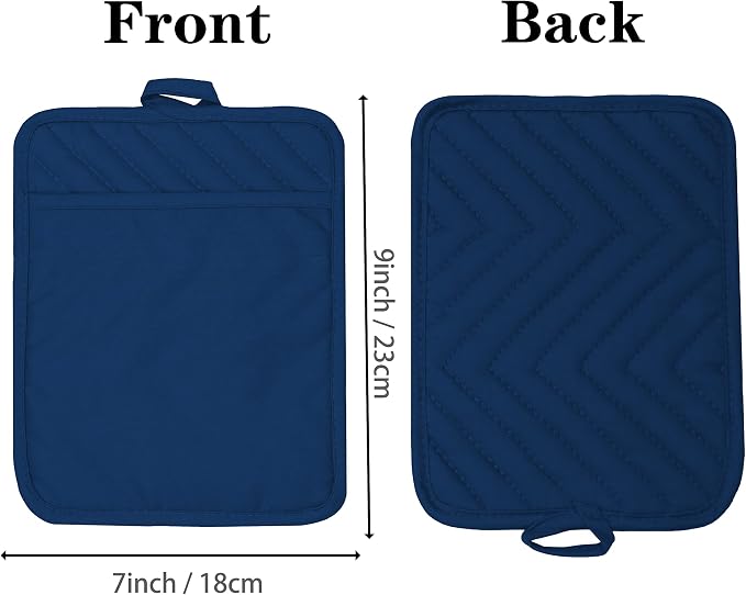 Cotton Pocket Pot Holders Machine Washable Heat Resistant Hot Pads - Image 2