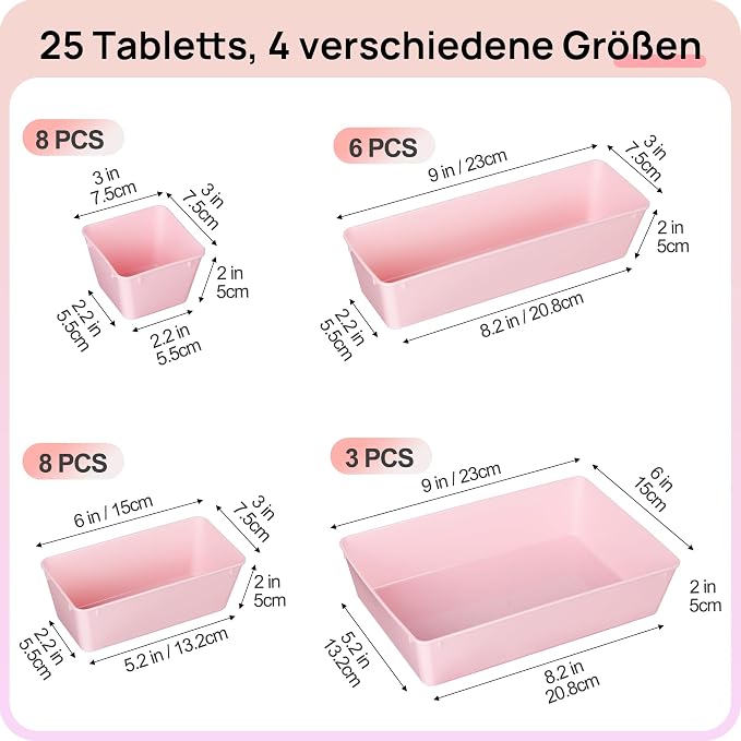 Vtopmart 25 PCS Plastic Drawer Organizers Set, 4-Size Versatile Bathroom and - Image 2