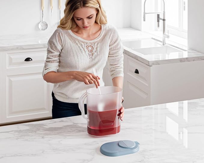 Tribello Pitcher with Lid 1 Gallon, Slim Clear Plastic Water Pitcher with - Image 5