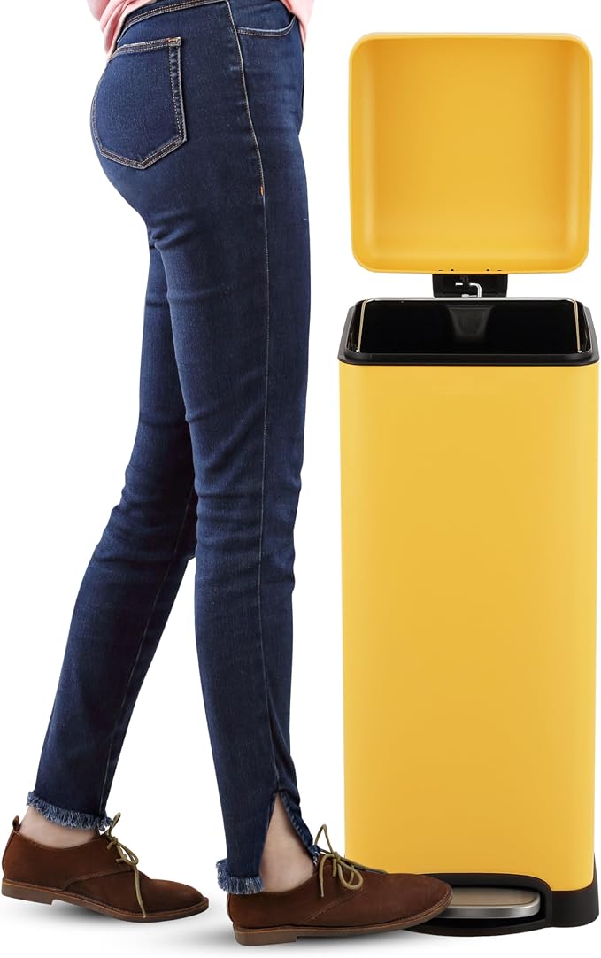 happimess HPM1007K Betty Retro 8-Gallon Step-Open Trash Can, Daffodil Yellow - Image 6