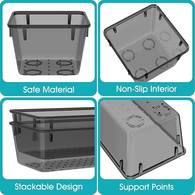 StorMiracle 7 PCS Clear Plastic Drawer Organizers Set, 4 Size Desk Drawer - Image 3