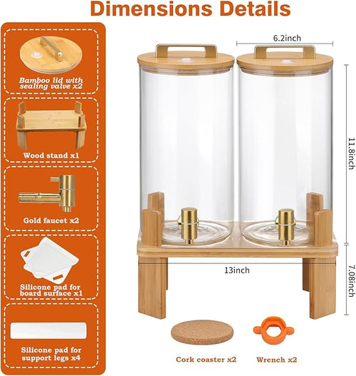 1.5 Gallon 2 PACK Glass Drink dispenser, Beverage Dispenser - Image 2