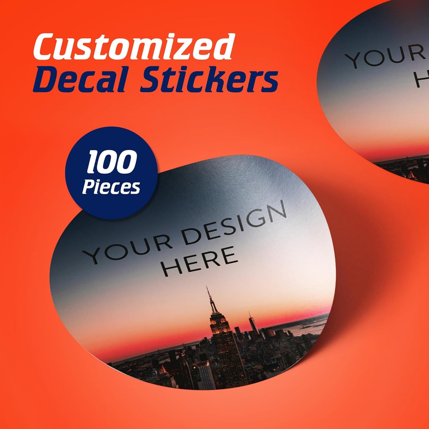 100 Custom Vinyl Stickers - Upload Your own Image, Text, Design, Logo - Personalized Logo Labels for Handmade, Packaging, Bottle, Jars, Candle, Brand Stickers (City, 1.5x1.5)
