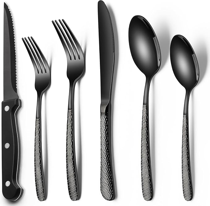 EWFEN 24-Piece Black Silverware Set by EWFEN