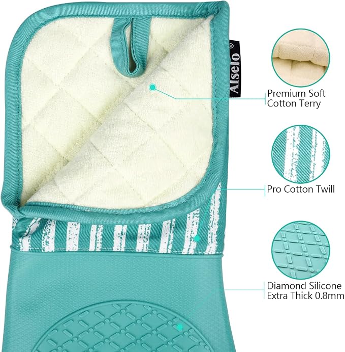 Alselo Silicone Oven Mitts Heat Resistant 932℉ - Image 3