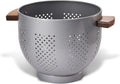 Metal Colander with Wood Handle and Stable Base, Powder Coated Steel Kitchen by Unknown