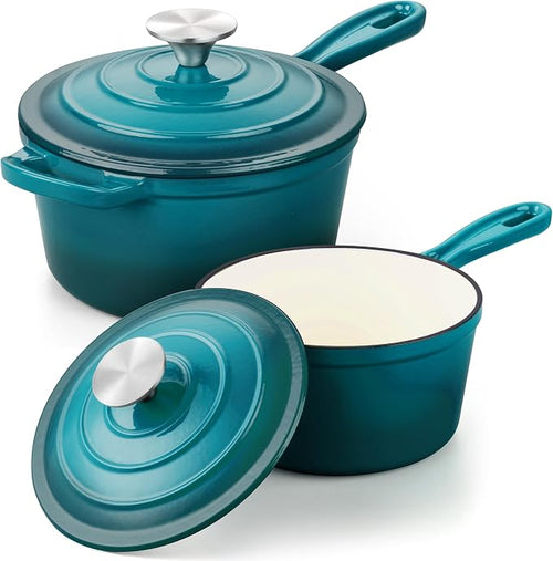 1 Qt & 2 Qt Sauce Pan Sets, Leonyo Enameled Cast Iron Sauce Pan by Leonyo