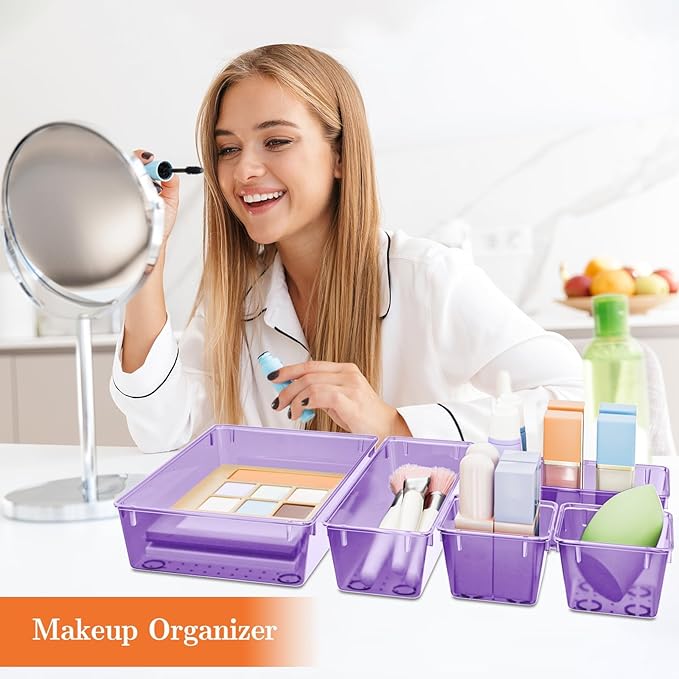 SpaceHacks 25 PCS Plastic Drawer Organizer Set, 4-Size Versatile Organizer - Image 5