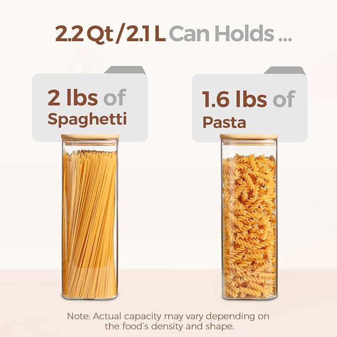 ComSaf Glass Spaghetti Pasta Storage Containers - Image 3