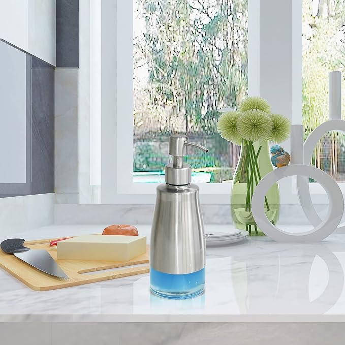 AUMIO 2 Pack Soap Dispenser Stainless Steel Case Glass Liner Hand Pump Dispenser - Image 8