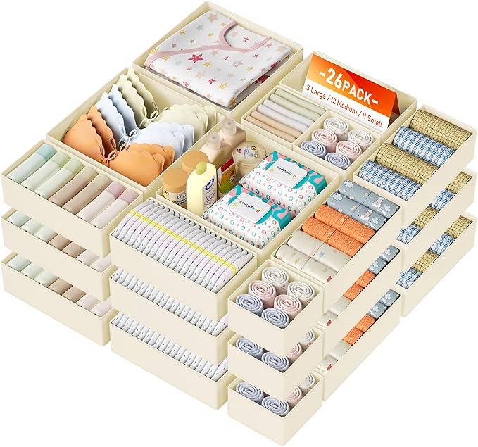 DIMJ Drawer Organizer Clothes, 26 Pack Dresser Organizer, Foldable Closet by DiMJ