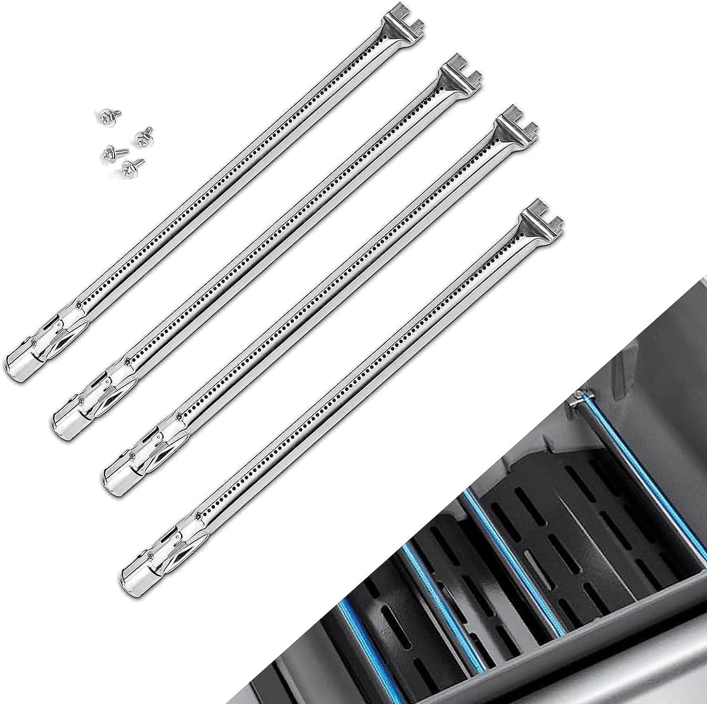 Grill Burner Tubes Fit for Weber Genesis E330 Grill Parts, for Genesis E-310, S-310, E-320, S-320, E-330, S-330, EP-310, EP-320, EP-330, CEP-310, CEP-320, CEP-330, 4 Sear Burner 19.5" Weber 62752