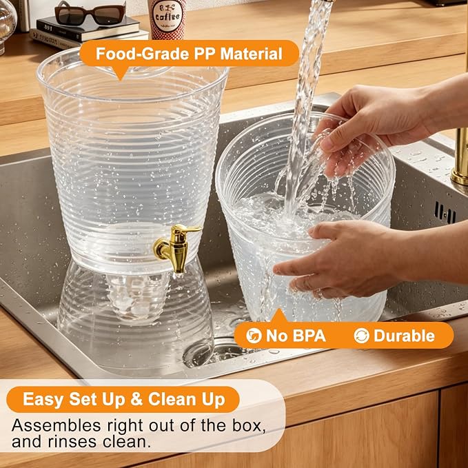 1.6 Gallon Drink Dispenser for Parties, 2 Pack Plastic Beverage Container - Image 6