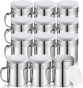 Lallisa 12 Pcs 10 oz Stainless Steel Spice Shakers with Holes and Lids Dredge Shakers with Handle Versatile Salt Shaker for Sugar Pepper Seasoning Flour Popcorn Cinnamon Powder Container Accessories