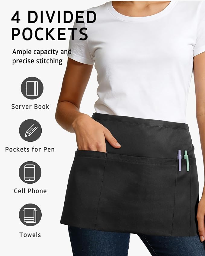 Syntus Server Apron for Men Women, Waitress Waist Apron - Image 5