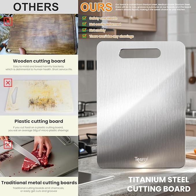 3 Pack Titanium Cutting Board, 100% Pure Titanium Cutting Boards - Image 2