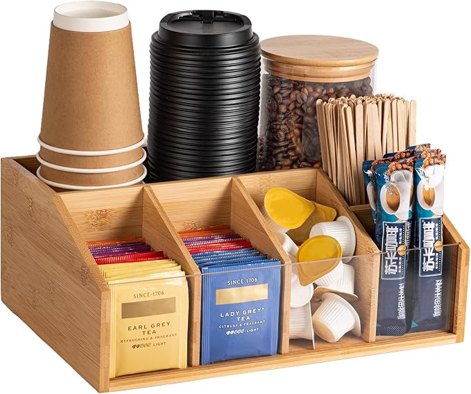 Bamboo Coffee Station Organizer by Unknown