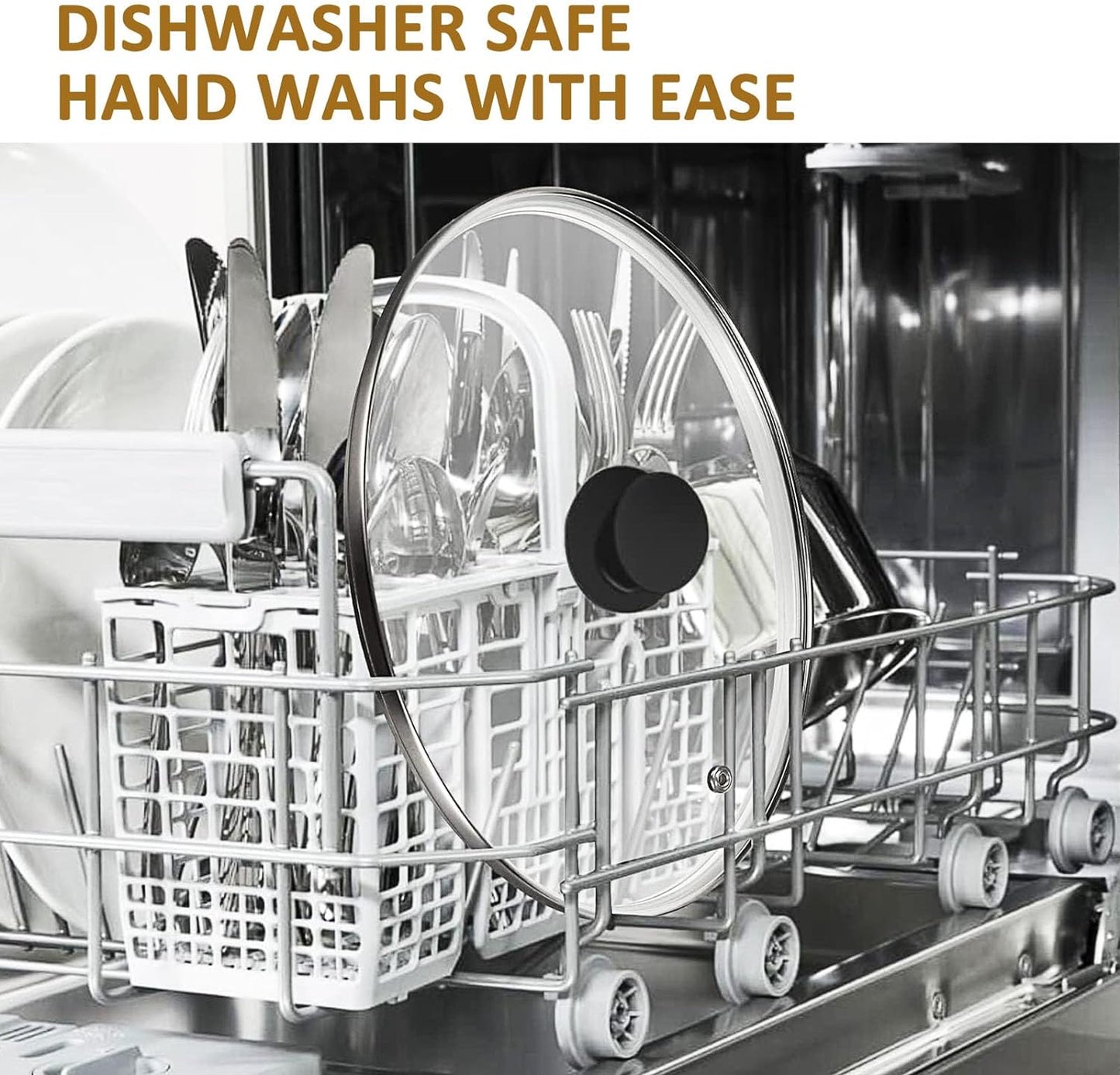 Glass Lid for Cast Iron Pan, Frying Pan, Skillet, Saute Pan, Tempered Glass Cover with Heat Resistant Handle (Stainless Steel Rim, 12.5"/32cm)