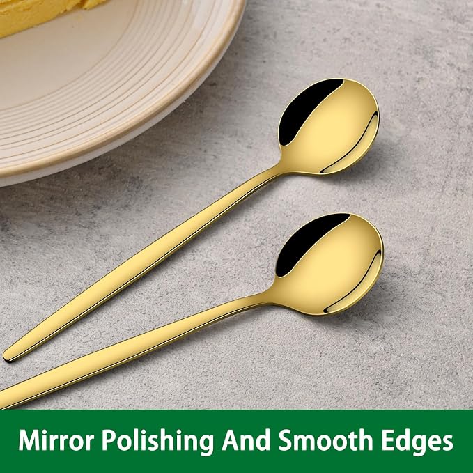 5.1 Inch Coffee & Tea Spoon, 6 Pieces Gold Stainless Steel Teaspoon, Mini Spoons - Image 4