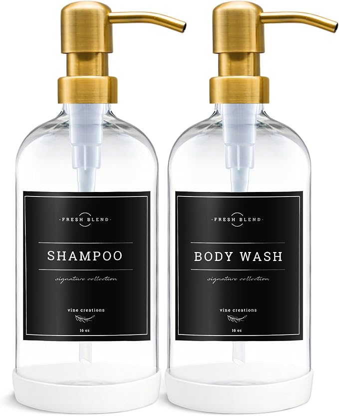 Vine Creations Glass Soap Dispenser, 2 Pack Kitchen Soap Dispenser Set - Image 7