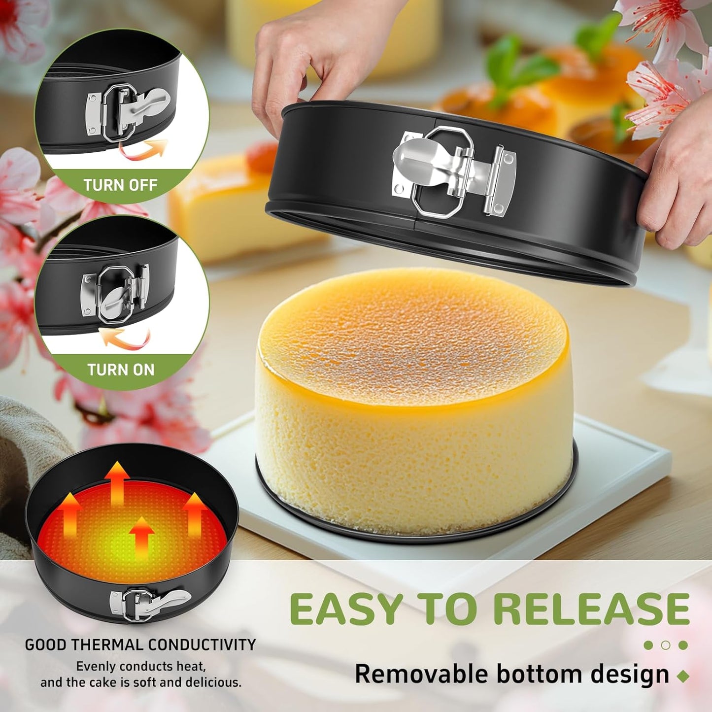 9 Inch Springform Pan with Removable Bottom, Non-stick Round Spring Form Cake Mold Cheesecake Pan For Baking