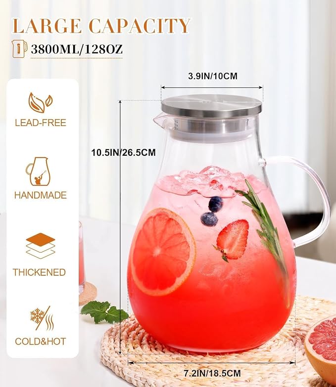 LUNA & MANTHA 1 Gallon Glass Pitcher - Image 3