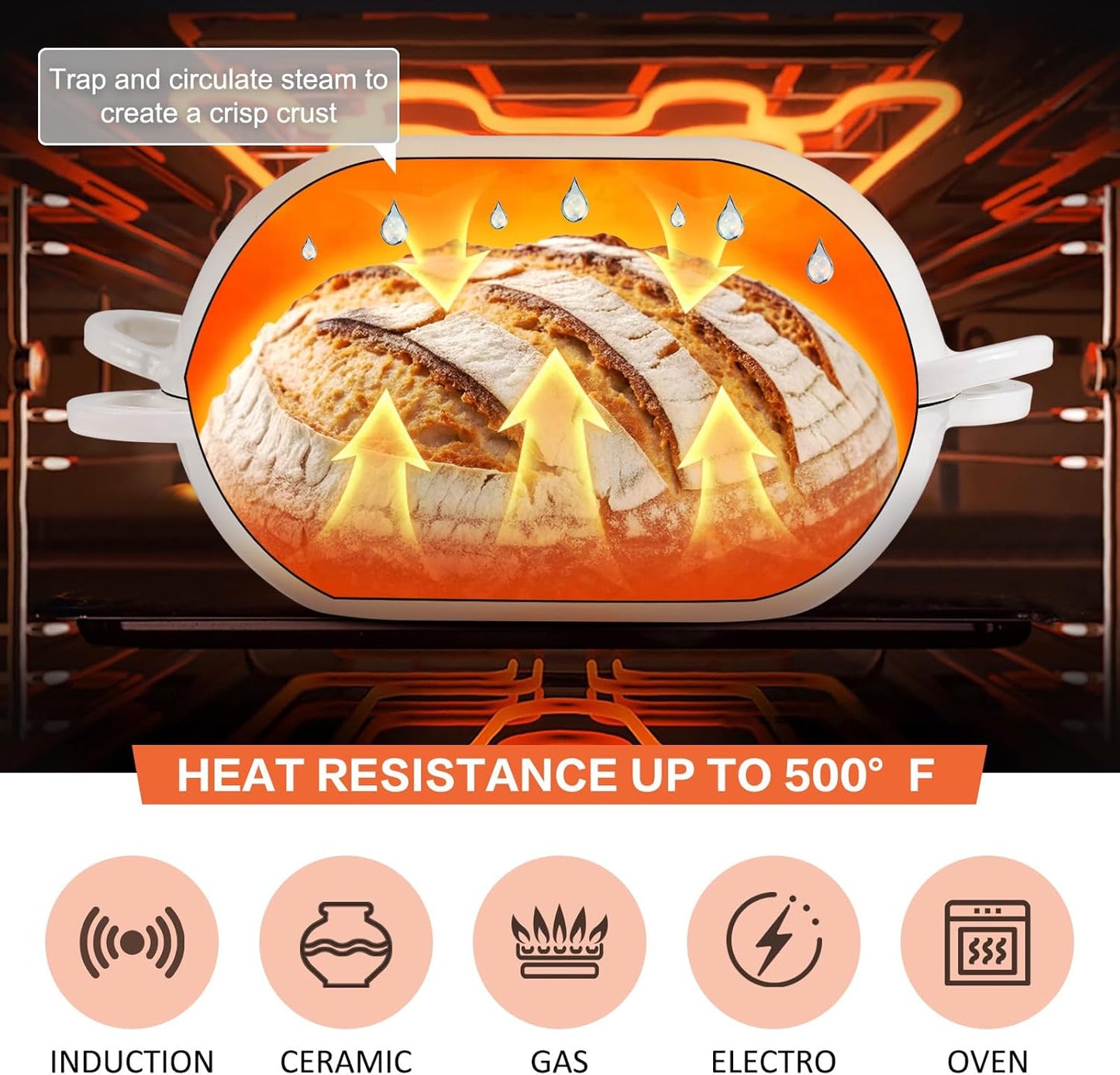 Enameled Cast Iron Bread Oven, 5QT Loaf Cast Iron Bread Pan with Lid, Oval Dutch Oven for Homemade Bread Baking (Gradient Caramel)