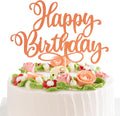 Happy Birthday Cake Toppers 9 Inch Glitter Happy Birthday Cake Pick for Birthday Anniversary Theme Party Cake Decorations Supplies - Orange