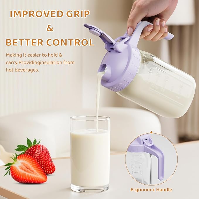 Breast Milk Pitcher, Mason Jar 32 oz, Heavy Duty Wide Mouth Jar - Image 3