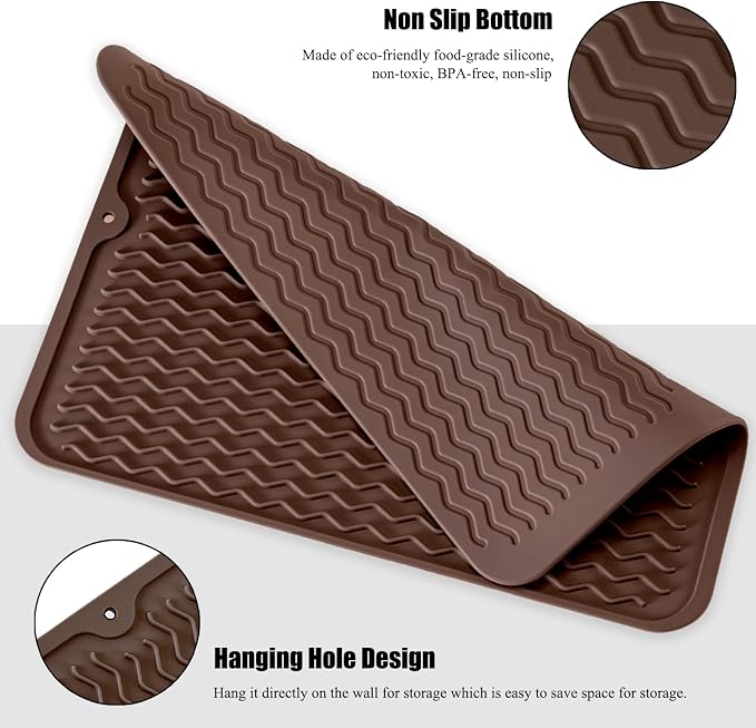 Silicone Dish Drying Mat, Non-Slip Easy Clean Sink Mat Large Heat-resistant - Image 4