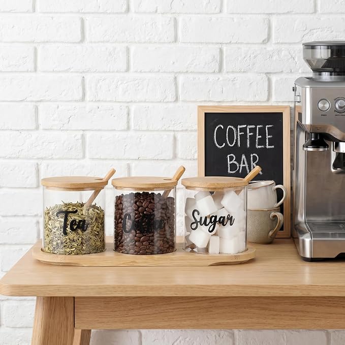 LemonRoad 3 Pack Coffee Sugar Tea Container Set Glass Jars - Image 4
