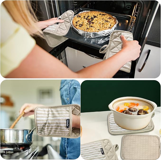 Alselo Silicone Pot Holders Set of 3 Heat Resistant & Non Slip Potholders - Image 4