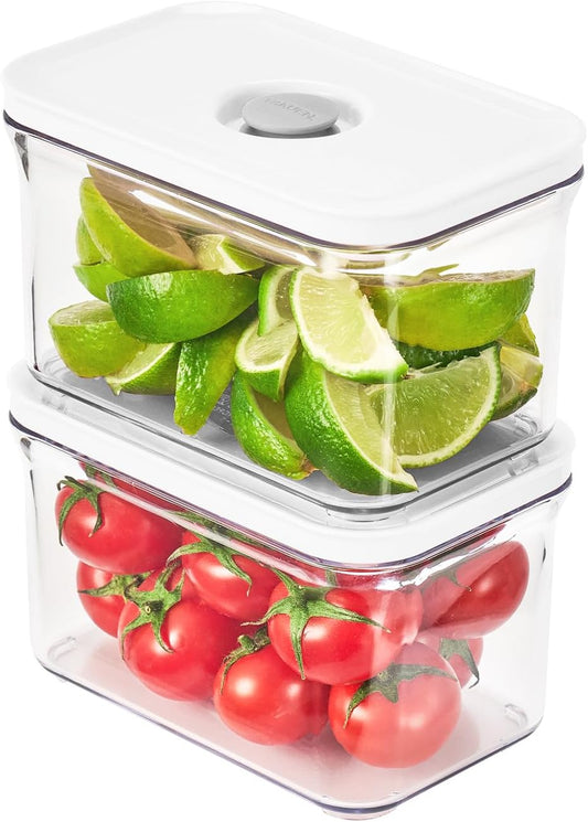 Premium Airtight Food Storage Containers, Rectangular 2PC(1.06qt), Smart One-Click Seal Lid, No Hinges, Patented Double Silicone Lining, 100% Leak Proof, BPA-FREE, Dishwasher, Microwave Safe