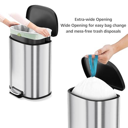 Garvee Stainless Steel Trash Can, 50 L/13 gal Hands Free Garbage Can - Image 8