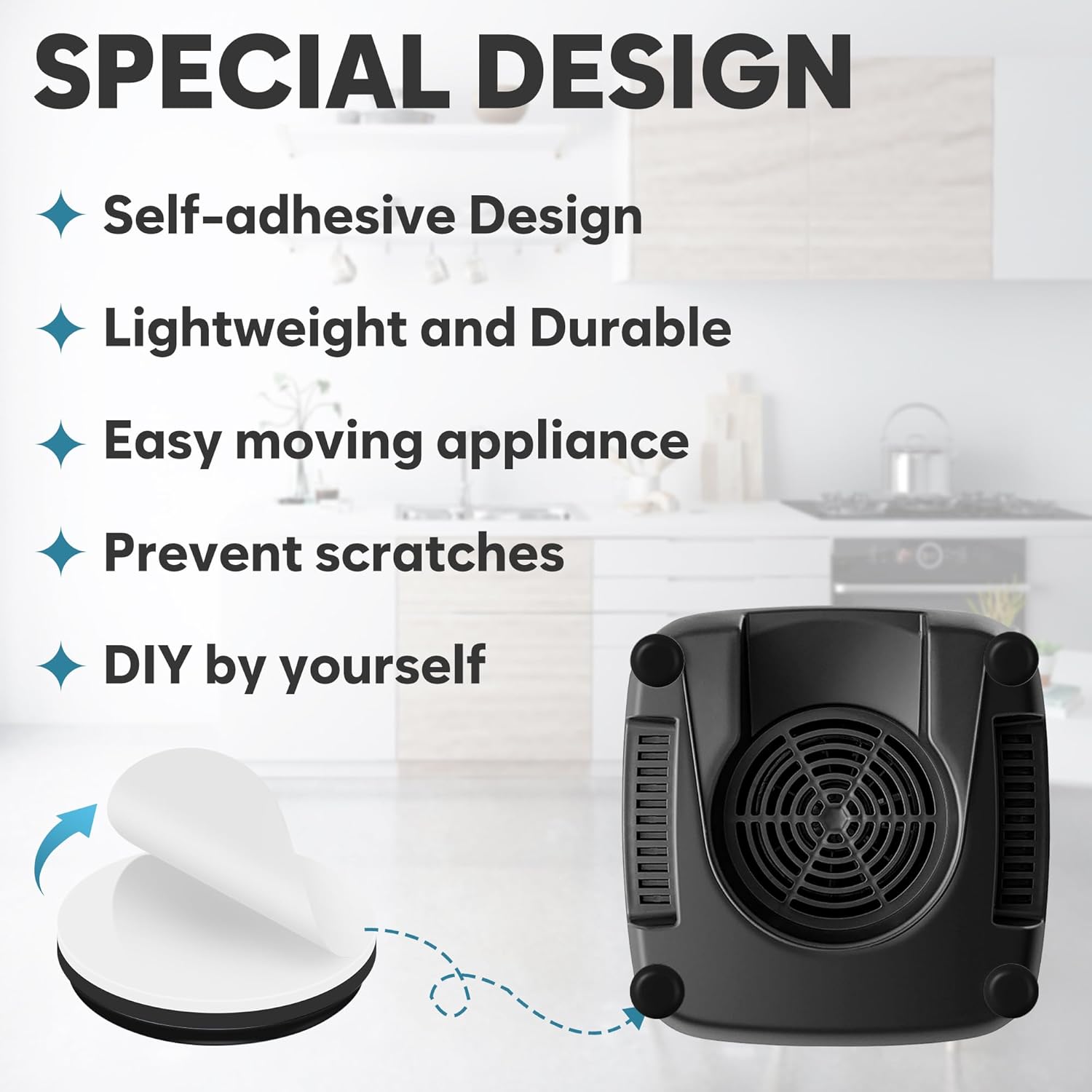 Appliance Sliders for Kitchen Black 24 PCS Self-Adhesive Small Kitchen Appliance Slider Hacks Easy to MovIing & Space Saving Must Have Gadgets Mixer Accessories for countertop