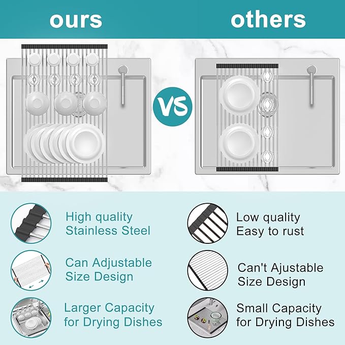 BBXTYLY Extra Large Expandable Roll Up Dish Drying Rack, Over The Sink Drying - Image 4