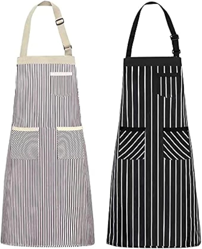 NLUS 2 Pack Kitchen Cooking Aprons, Adjustable Bib Soft Chef Apron by NLUS